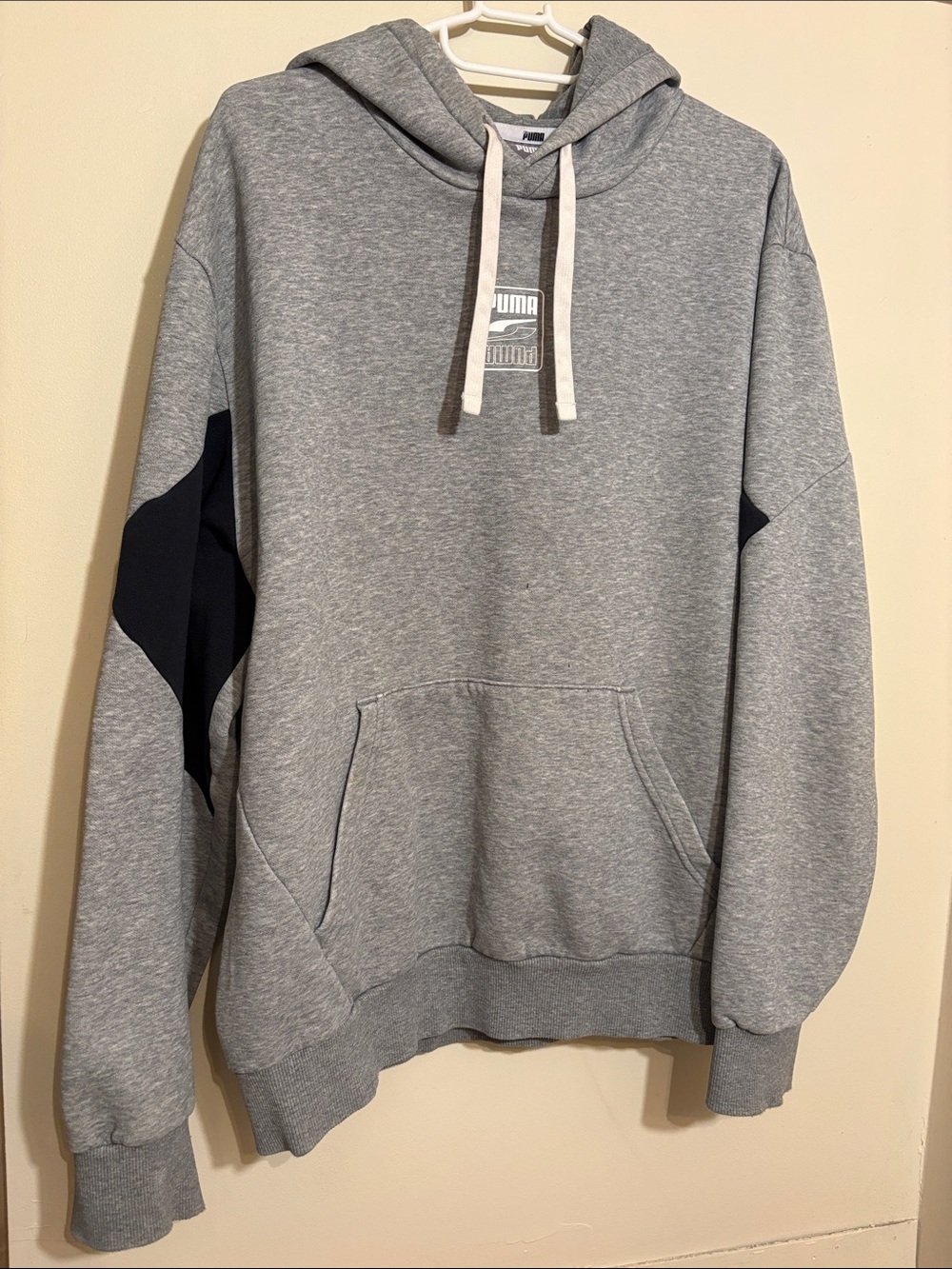 Puma Gray Hoodie with Black Sleeve Panels